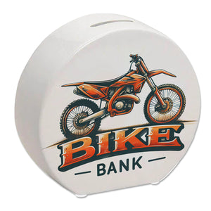 Motocross-Motorrad Spardose mit Spruch Bike Bank