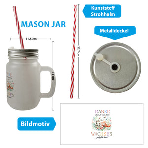 Waldtiere Trinkglas mit Bambusdeckel mit Spruch Danke für Deine Hilfe beim Wachsen