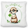 Erdmännchen mit Kleeblatt Kissen mit Spruch Du schaffst das