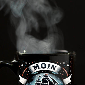Segelschiff Moin Moin Tasse in Schwarz