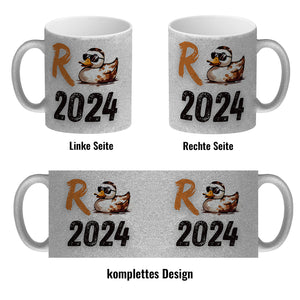 Ente mit Sonnenbrille Kaffeebecher mit Spruch Rente 2024