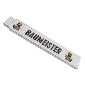 Biber Bauarbeiter Meterstab aus Holz mit Spruch Baumeister