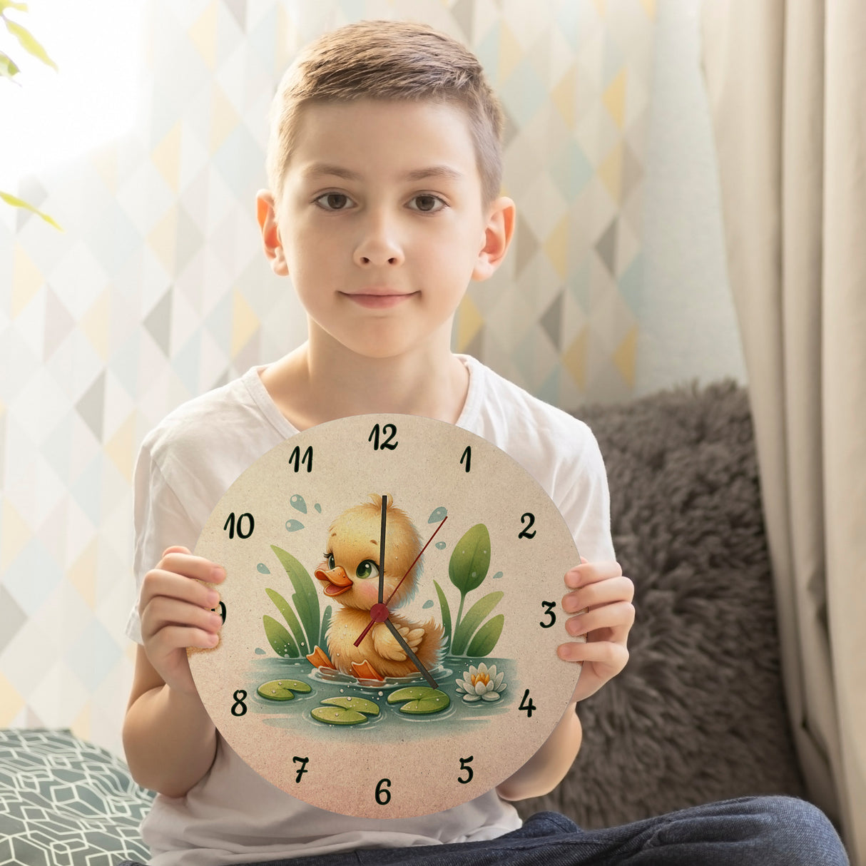 Planschente Ente Wanduhr