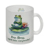 Frosch auf Seerose Kaffeebecher mit Spruch Kein Stress einfach leben und genießen