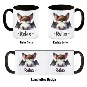 Baby Fledermaus Kaffeebecher mit Spruch Relax
