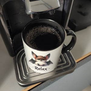 Baby Fledermaus Kaffeebecher mit Spruch Relax