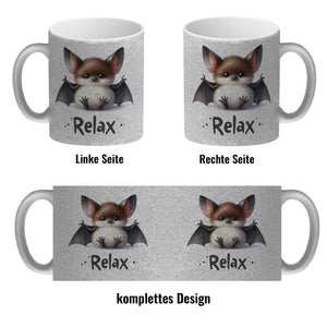 Baby Fledermaus Kaffeebecher mit Spruch Relax