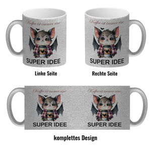Fledermaus mit Kaffeebecher Kaffeebecher mit Spruch Kaffee ist immer eine super Idee