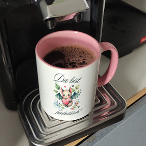 niedliche Fledermaus mit Herz Kaffeebecher mit Spruch Du bist fantastisch