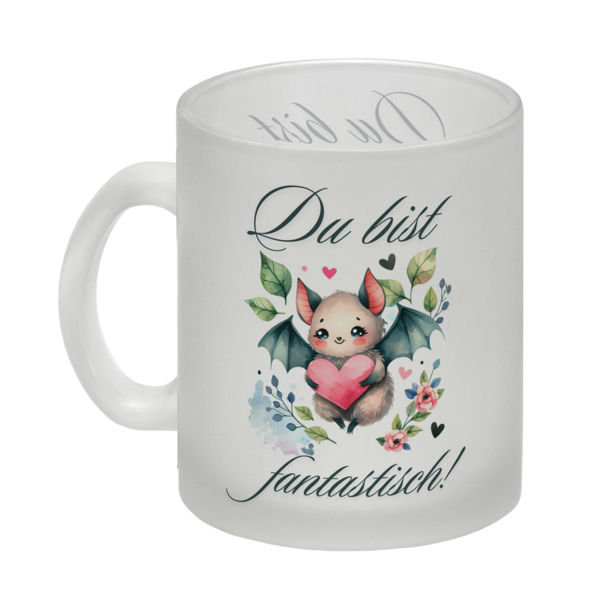 niedliche Fledermaus mit Herz Kaffeebecher mit Spruch Du bist fantastisch