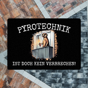 Balkon-Ultra Erdmännchen mit Pyrofackel Fußmatte in 35x50 cm ohne Rand mit Spruch Pyrotechnik ist doch kein Verbrechen