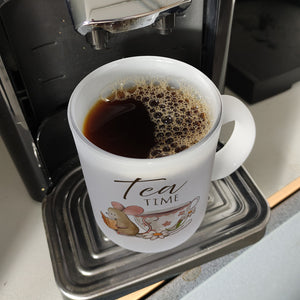 Maus mit Buch Kaffeebecher mit Spruch Tea Time