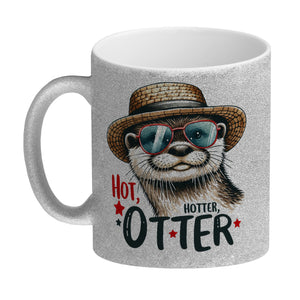 Otter mit Sonnenbrille und Strohhut Kaffeebecher mit Spruch Hot Hotter Otter