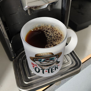 Otter mit Sonnenbrille und Strohhut Kaffeebecher mit Spruch Hot Hotter Otter