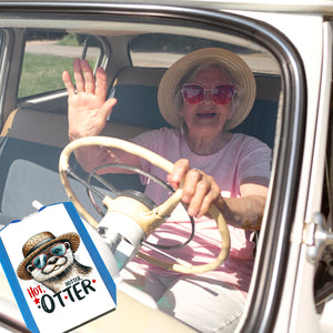 Otter mit Sonnenbrille und Strohhut Parkscheibe mit Spruch Hot Hotter Otter