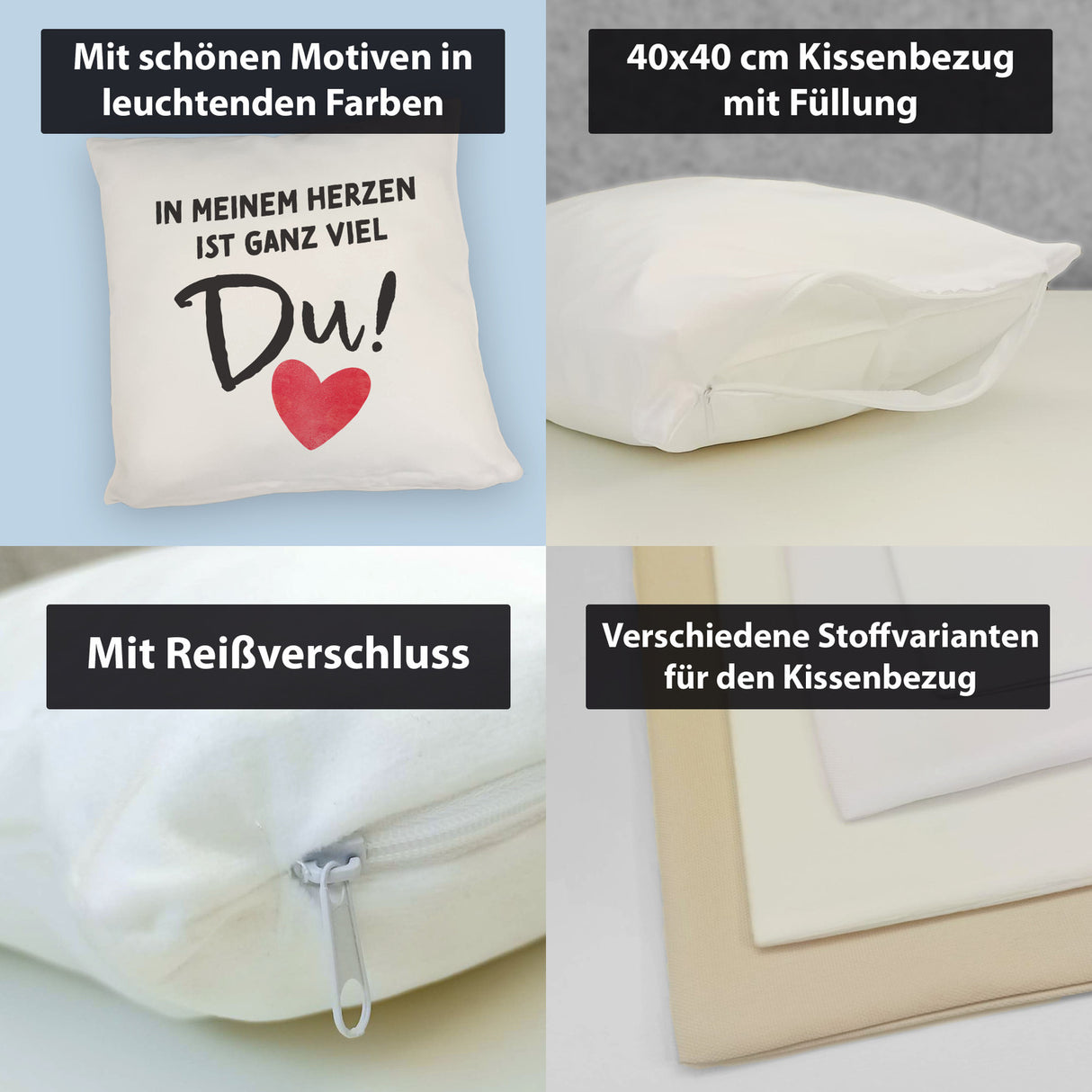 Herz Kissen mit Spruch In meinem Herzen ist ganz viel Du