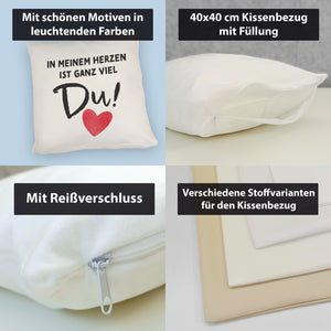 Herz Kissen mit Spruch In meinem Herzen ist ganz viel Du