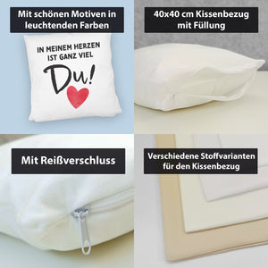 Herz Kissen mit Spruch In meinem Herzen ist ganz viel Du