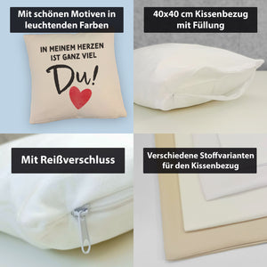 Herz Kissen mit Spruch In meinem Herzen ist ganz viel Du