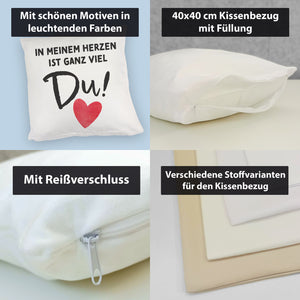 Herz Kissen mit Spruch In meinem Herzen ist ganz viel Du
