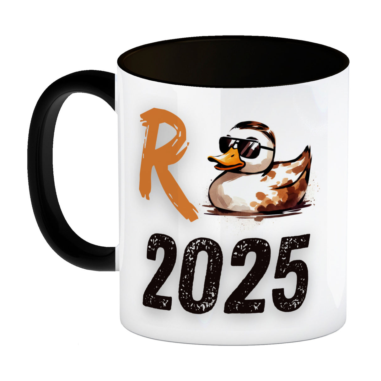 Ente mit Sonnenbrille Kaffeebecher mit Spruch Rente 2025