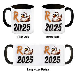 Ente mit Sonnenbrille Kaffeebecher mit Spruch Rente 2025