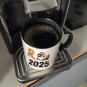 Ente mit Sonnenbrille Kaffeebecher mit Spruch Rente 2025