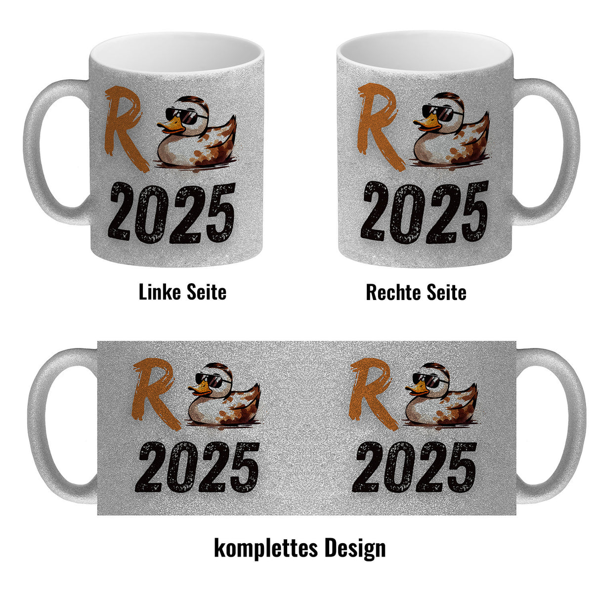 Ente mit Sonnenbrille Kaffeebecher mit Spruch Rente 2025