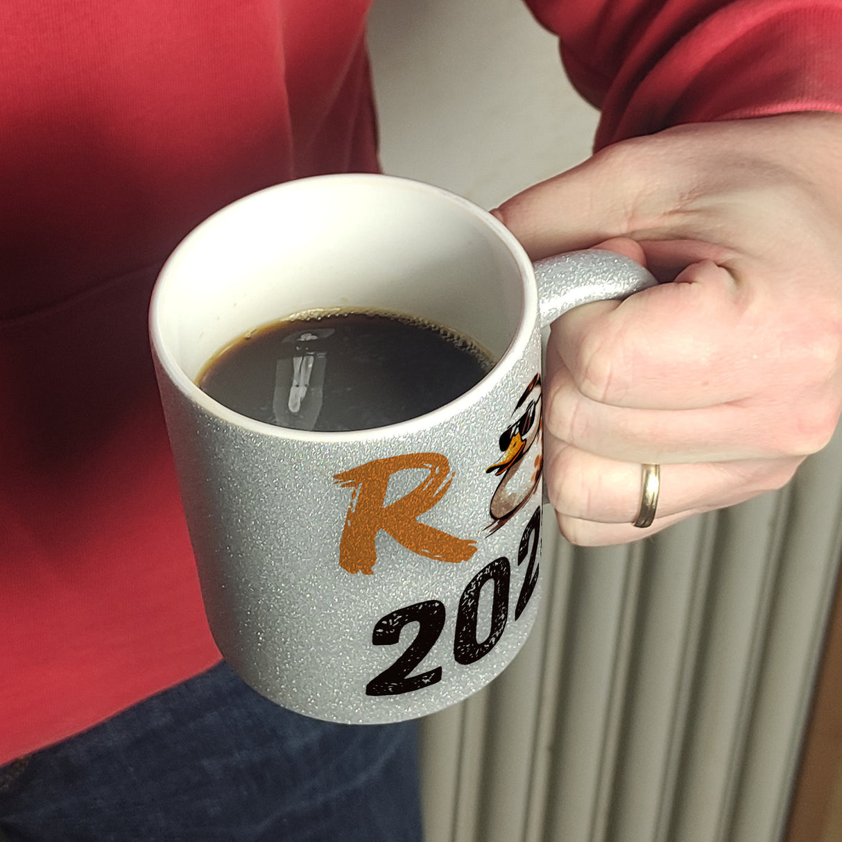 Ente mit Sonnenbrille Kaffeebecher mit Spruch Rente 2025