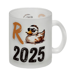 Ente mit Sonnenbrille Kaffeebecher mit Spruch Rente 2025