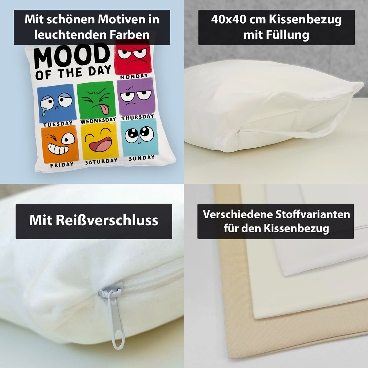 Emotionen Kissen mit Spruch Mood of the Day