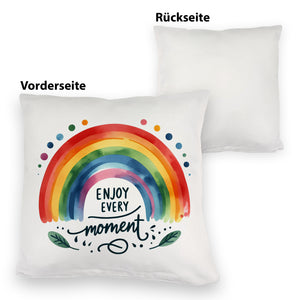 Regenbogen Kissen mit Spruch Enjoy every moment