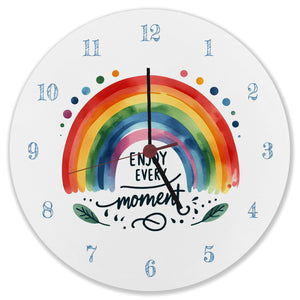 Regenbogen Wanduhr mit Spruch Enjoy every moment