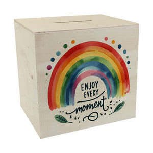 Regenbogen Spardose mit Spruch Enjoy every moment