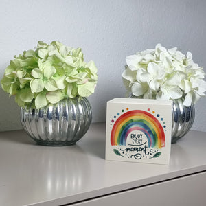 Regenbogen Spardose mit Spruch Enjoy every moment