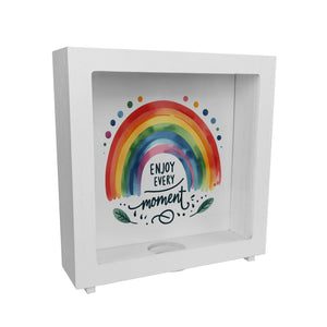 Regenbogen Spardose mit Spruch Enjoy every moment