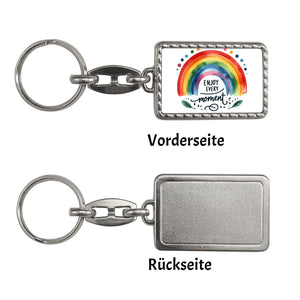 Regenbogen Schlüsselanhänger mit Spruch Enjoy every moment