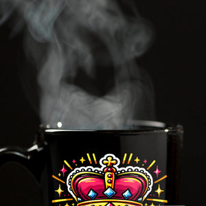 Krone einer Königin Tasse in Schwarz mit Spruch Queen of everything