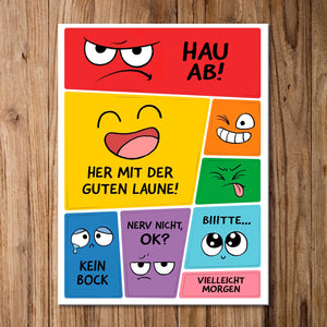 Emotionen Magnet Set mit Sprüchen Her mit der guten Laune