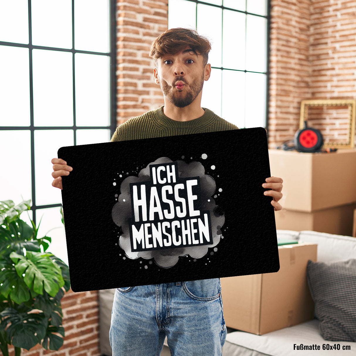 Ich hasse Menschen Fußmatte in 35x50 cm ohne Rand