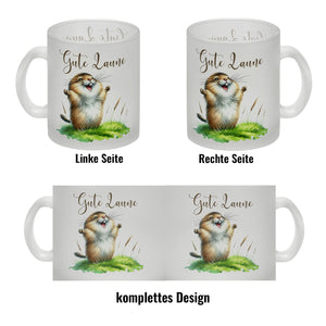 jubelnder Lemming Kaffeebecher mit Spruch Gute Laune