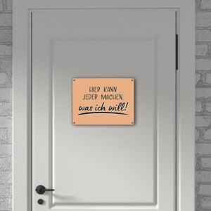 Meine Regeln Metallschild in 15x20 cm mit Spruch Hier kann jeder machen, was ich will