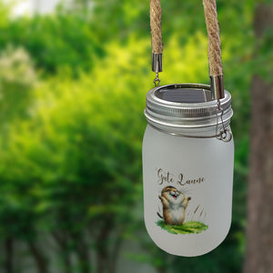jubelnder Lemming Solarlicht mit Spruch Gute Laune
