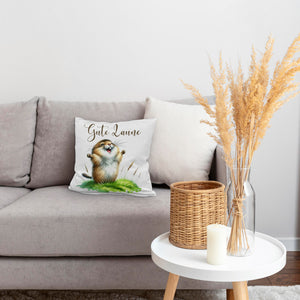 jubelnder Lemming Kissen mit Spruch Gute Laune