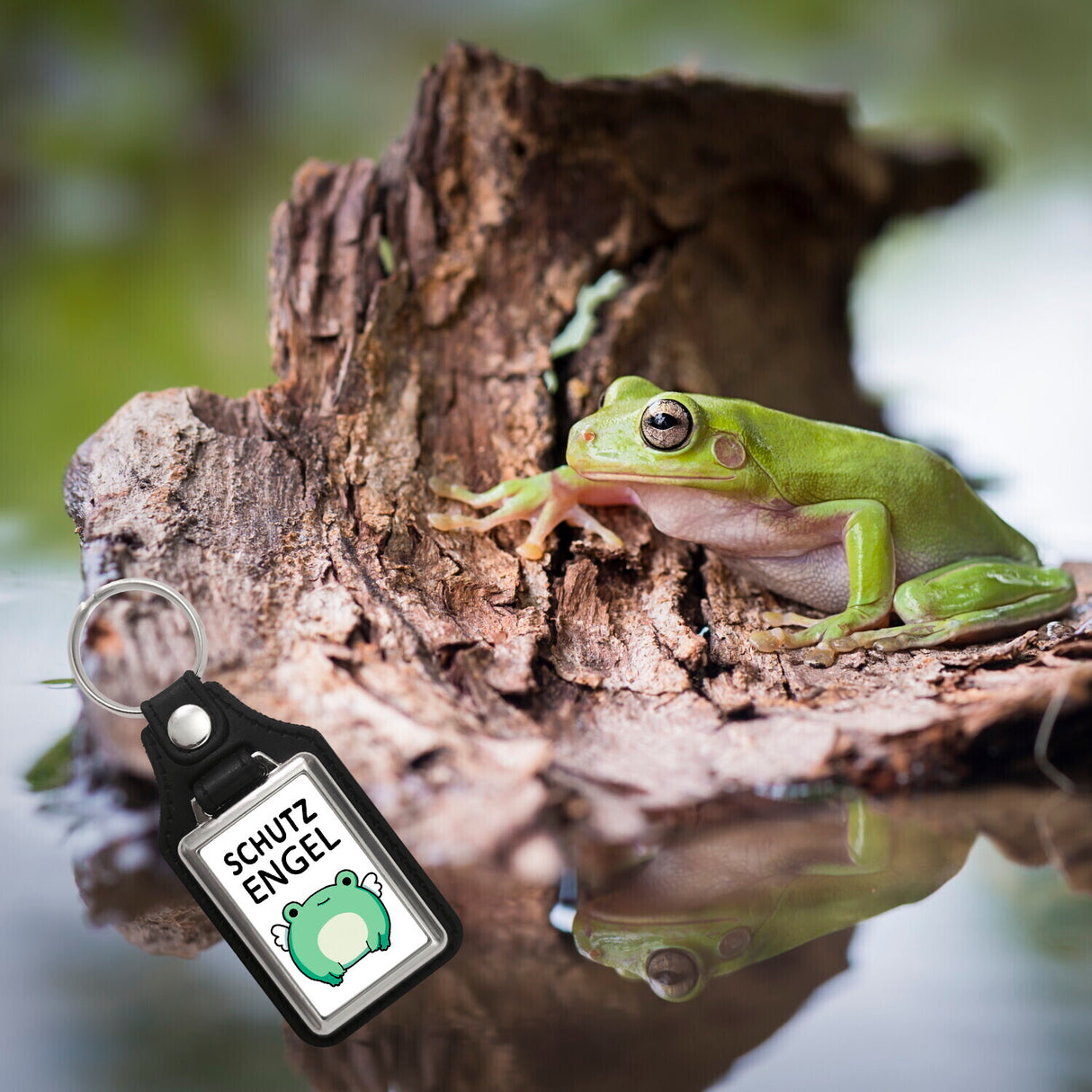 Frosch Schlüsselanhänger mit Spruch Schutzengel