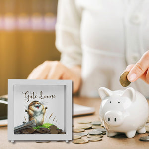 jubelnder Lemming Spardose mit Spruch Gute Laune