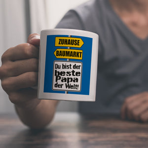 Der beste Papa der Welt Kaffeebecher mit Spruch im Baumarkt und Zuhause