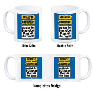 Der beste Papa der Welt Kaffeebecher mit Spruch im Baumarkt und Zuhause