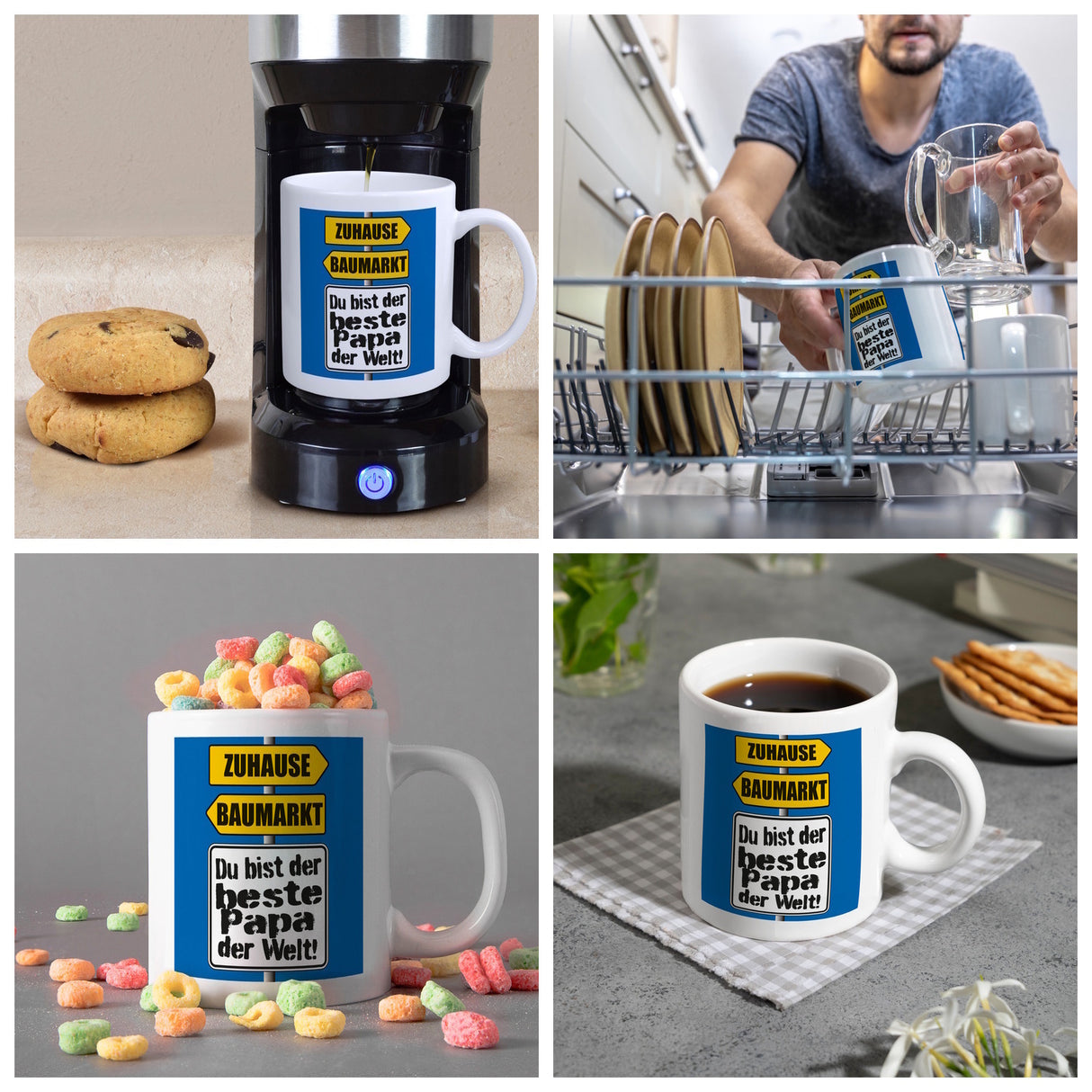 Der beste Papa der Welt Kaffeebecher mit Spruch im Baumarkt und Zuhause