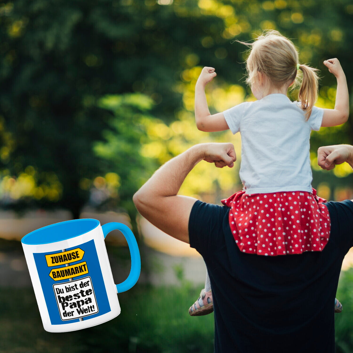 Der beste Papa der Welt Kaffeebecher mit Spruch im Baumarkt und Zuhause